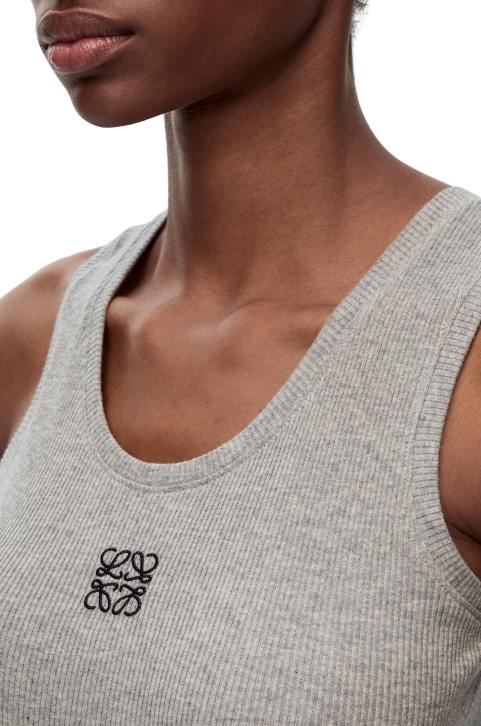 Loewe Anagram tank top in cotton 688V904 Women Grey Melange