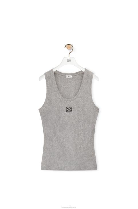 Loewe Anagram tank top in cotton 688V904 Women Grey Melange