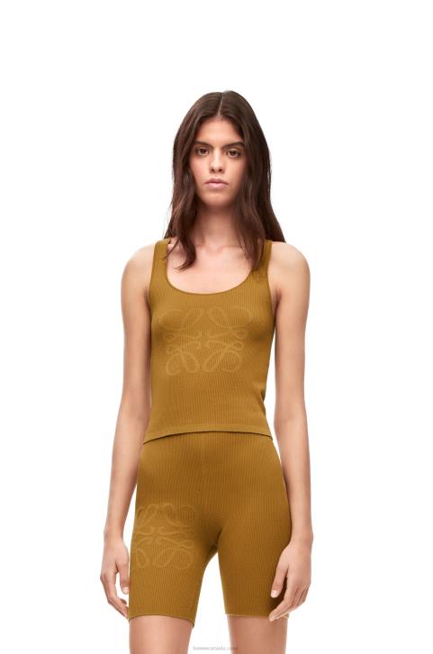 Loewe Anagram tank top in cotton and viscose 688V786 Women Camel