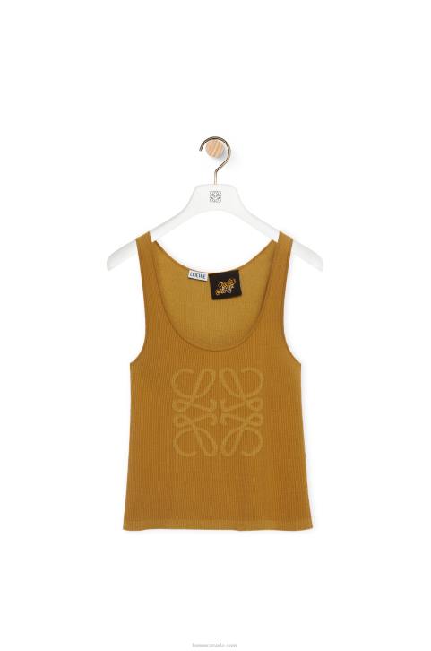 Loewe Anagram tank top in cotton and viscose 688V786 Women Camel