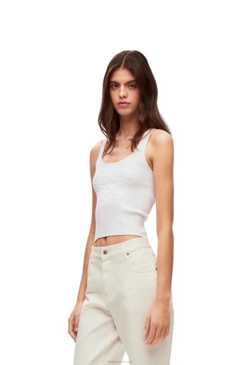 Loewe Anagram tank top in cotton and viscose 688V787 Women White