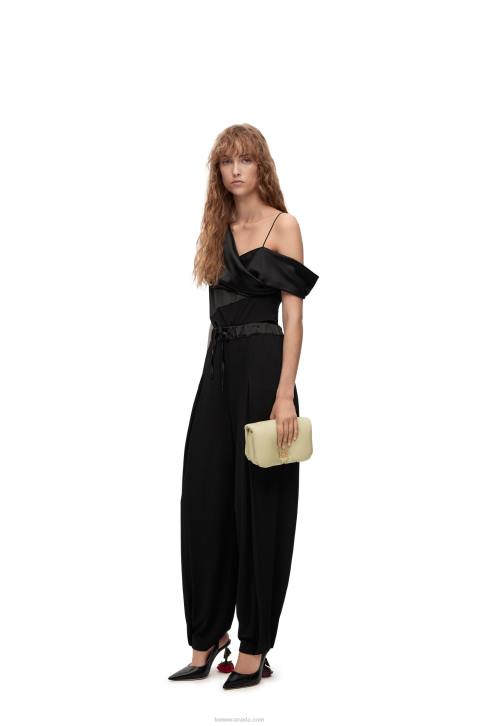 Loewe Asymmetric top in satin and crepe 688V914 Women Black