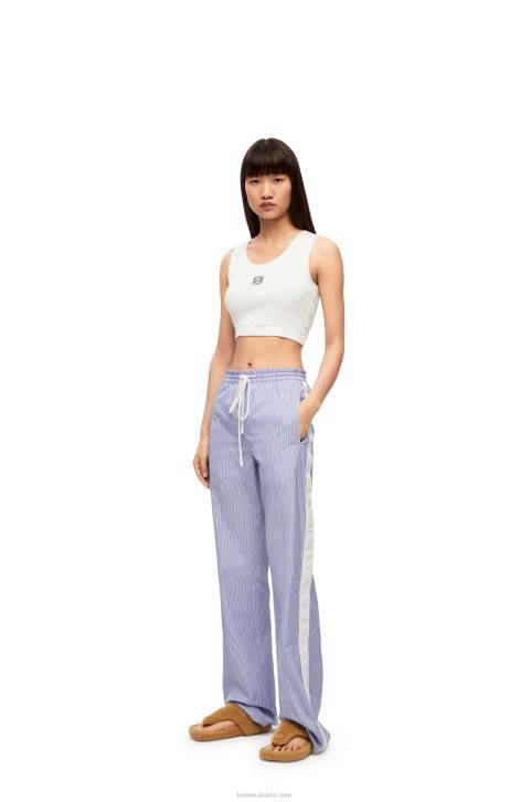 Loewe Cropped Anagram tank top in cotton 688V905 Women White/Navy Blue