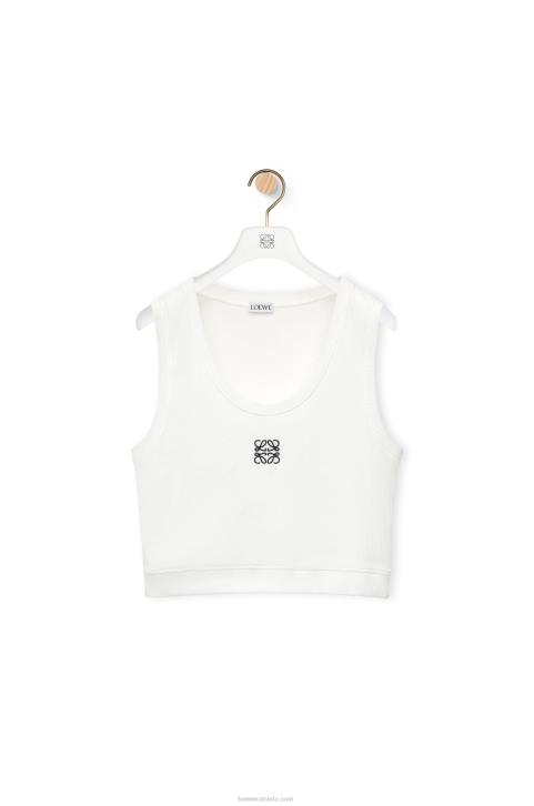 Loewe Cropped Anagram tank top in cotton 688V905 Women White/Navy Blue