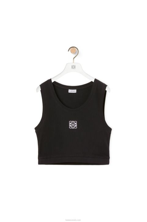 Loewe Cropped Anagram tank top in cotton 688V906 Women Black/White