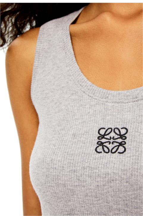 Loewe Cropped Anagram tank top in cotton 688V950 Women Grey/Black
