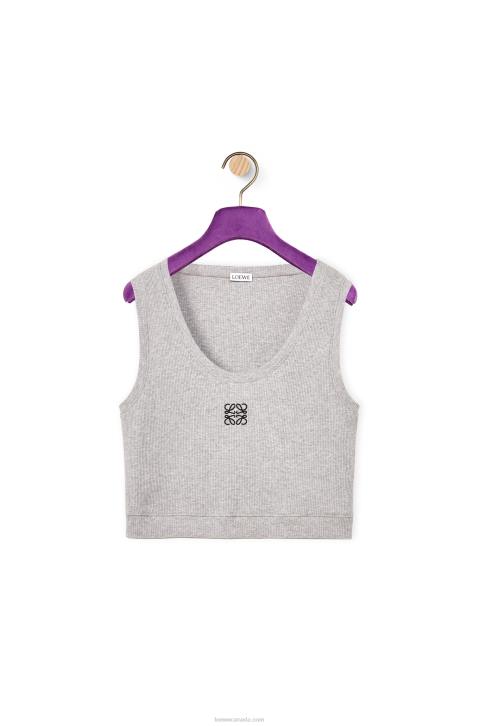 Loewe Cropped Anagram tank top in cotton 688V950 Women Grey/Black