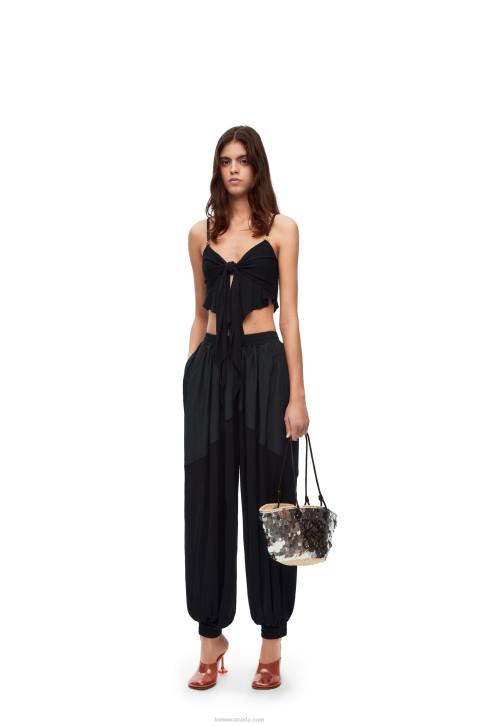 Loewe Double layer top in viscose 688V872 Women Black