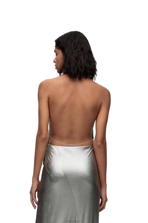 Loewe Draped top in laminated jersey 688V913 Women Black/Silver