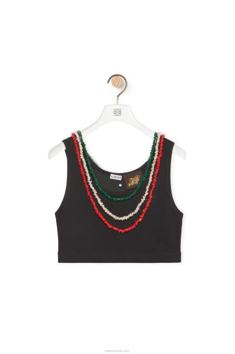 Loewe Embellished tank top in cotton 688V784 Women Black