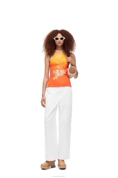 Loewe Fennel tank top in cotton 688V788 Women Yellow/Orange