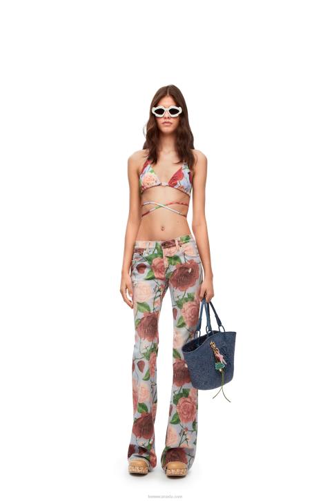 Loewe Roses bikini top in technical jersey 688V947 Women Pink/Red