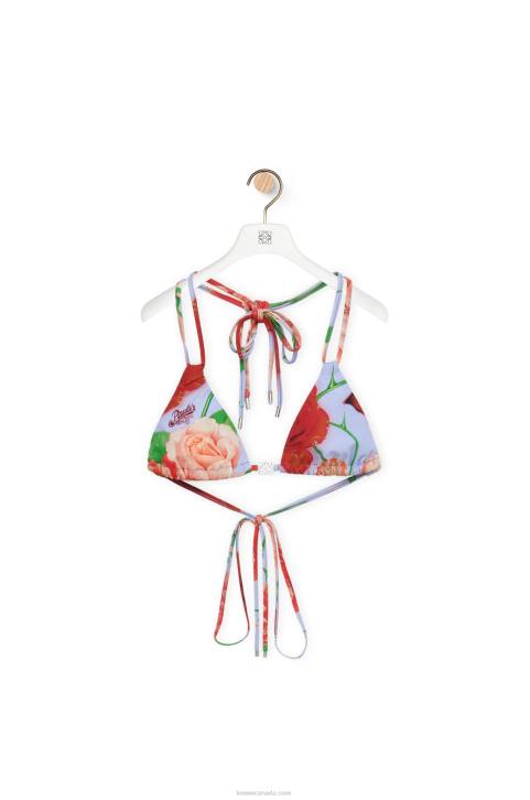 Loewe Roses bikini top in technical jersey 688V947 Women Pink/Red