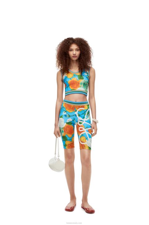 Loewe Roses cycling top in technical jersey 688V870 Women Blue/Multicolor