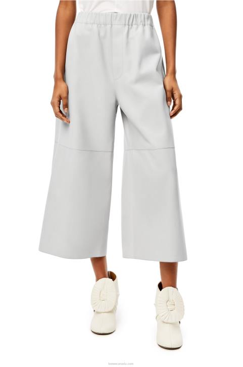 Loewe Cropped elasticated trousers in nappa 688V1147 Women Light Grey