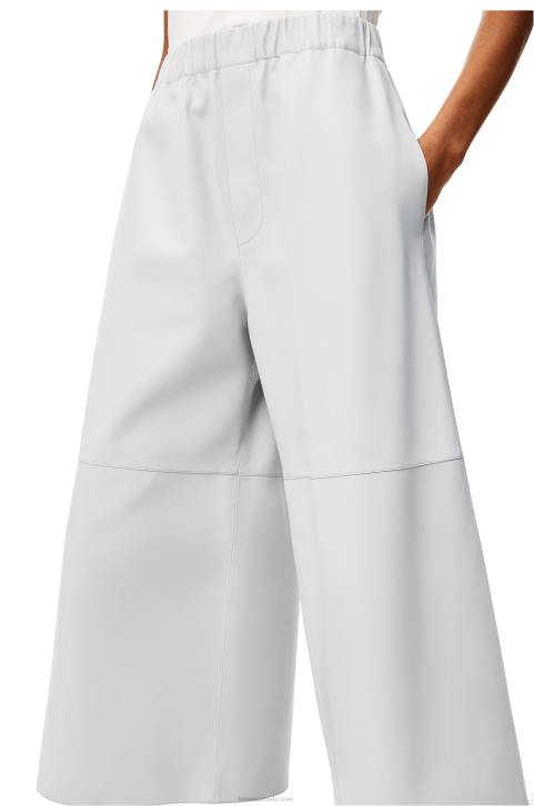 Loewe Cropped elasticated trousers in nappa 688V1147 Women Light Grey
