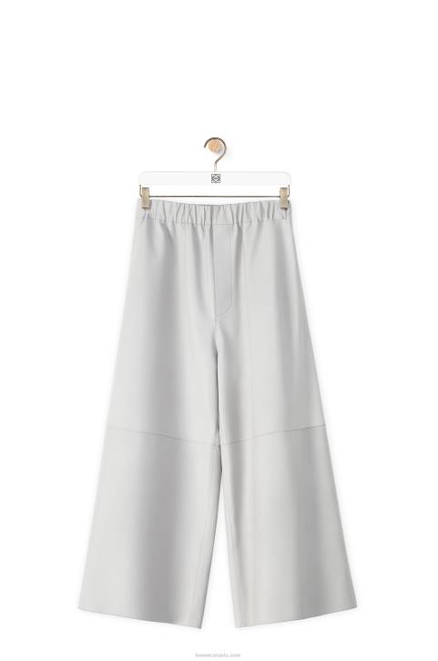 Loewe Cropped elasticated trousers in nappa 688V1147 Women Light Grey