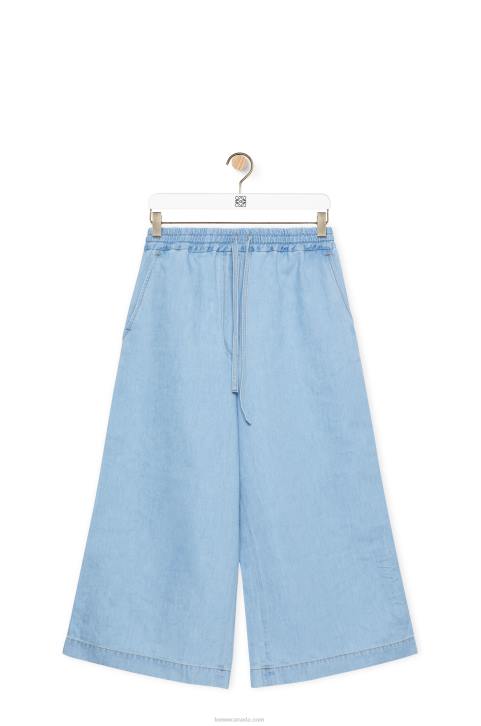 Loewe Cropped trousers in denim 688V1182 Women Light Denim