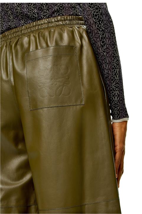 Loewe Cropped trousers in nappa lambskin 688V1140 Women Dark Khaki Green
