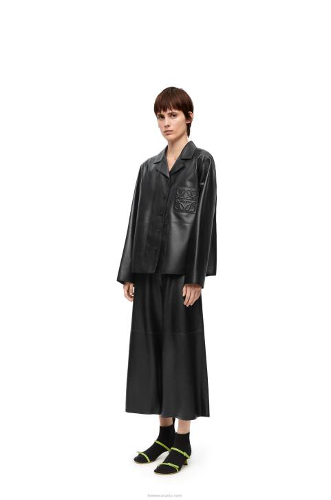 Loewe Cropped trousers in nappa lambskin 688V1141 Women Black