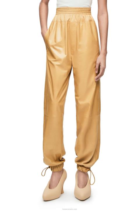 Loewe Elasticated trousers in papery nappa 688V1115 Women Sand/Butter