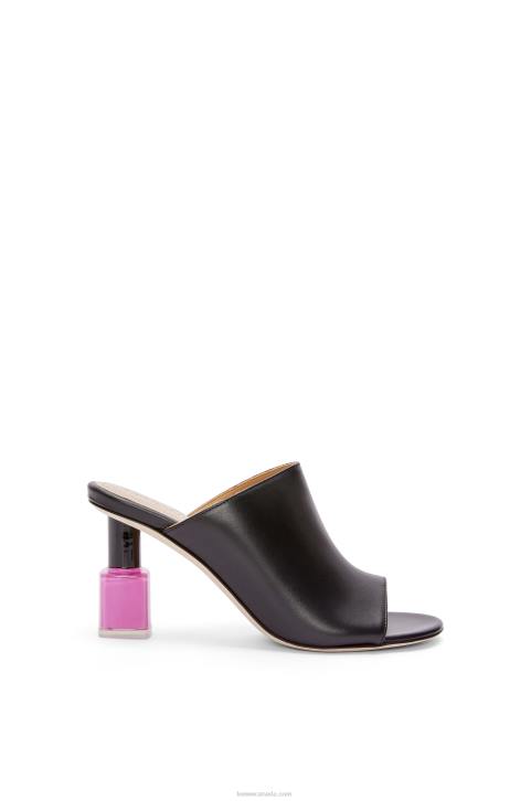 Loewe Nail polish mule in calfskin 688V757 Women Black/Pink