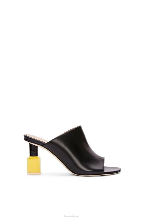 Loewe Nail polish mule in calfskin 688V759 Women Black/Yellow
