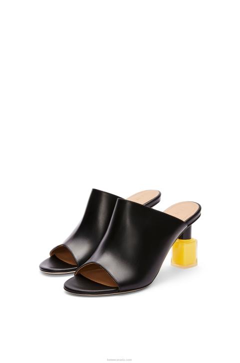 Loewe Nail polish mule in calfskin 688V759 Women Black/Yellow
