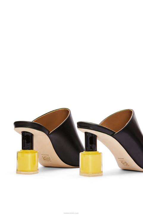 Loewe Nail polish mule in calfskin 688V759 Women Black/Yellow