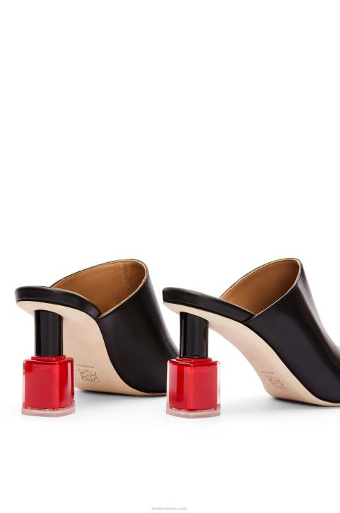 Loewe Nail polish mule in calfskin 688V760 Women Black/Red