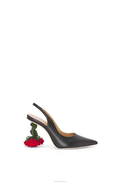 Loewe Rose heel slingback in calfskin 688V756 Women Black