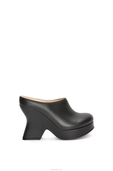 Loewe Terra wedge clog in calfskin 688V743 Women Black