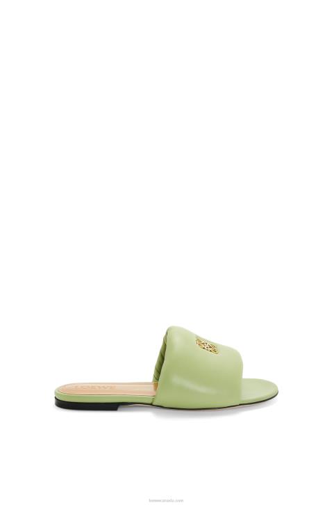 Loewe Anagram padded slide in lambskin 688V686 Women Pale Green