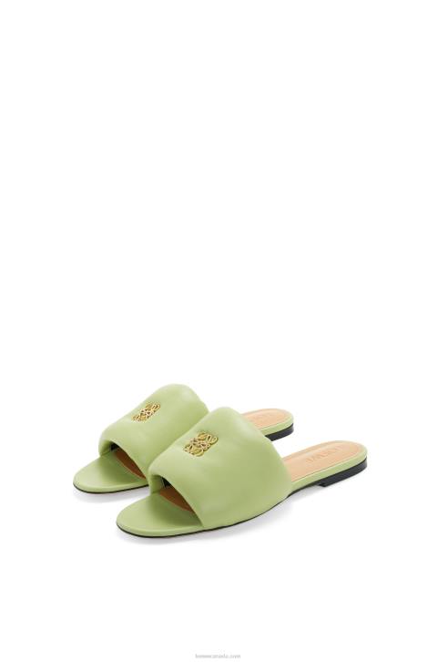 Loewe Anagram padded slide in lambskin 688V686 Women Pale Green
