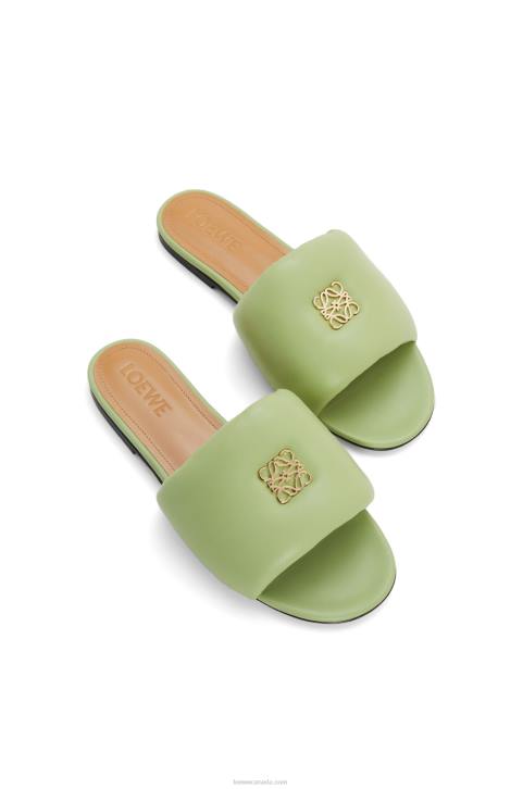 Loewe Anagram padded slide in lambskin 688V686 Women Pale Green