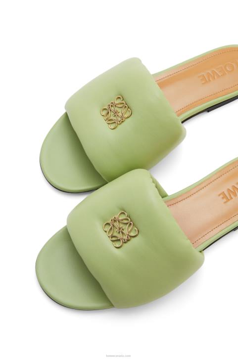 Loewe Anagram padded slide in lambskin 688V686 Women Pale Green