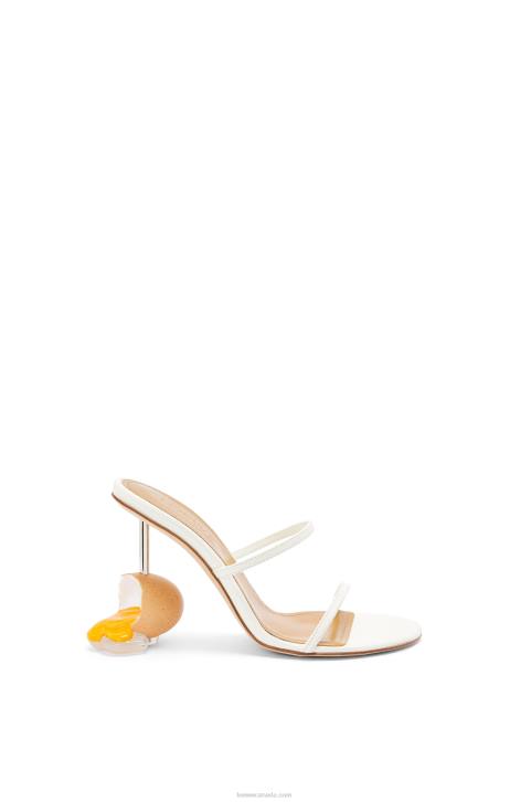 Loewe Broken egg sandal in goatskin 688V715 Women White/Natural
