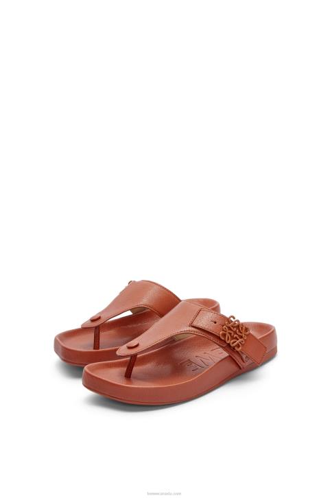 Loewe Ease toe post sandal in goatskin 688V722 Women Tan