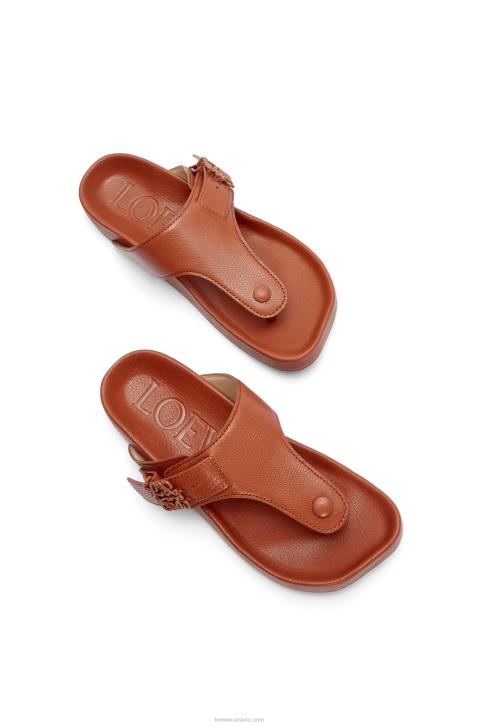Loewe Ease toe post sandal in goatskin 688V722 Women Tan