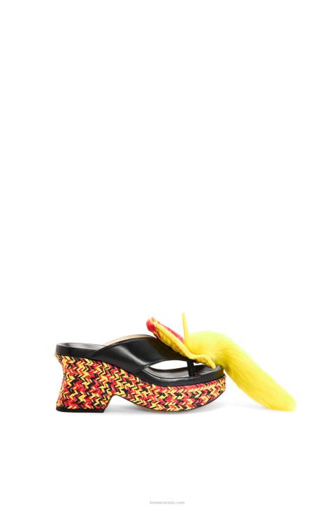 Loewe Petal flatform sandal in lambskin 688V688 Women Black/Multicolor