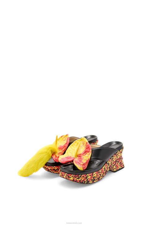 Loewe Petal flatform sandal in lambskin 688V688 Women Black/Multicolor