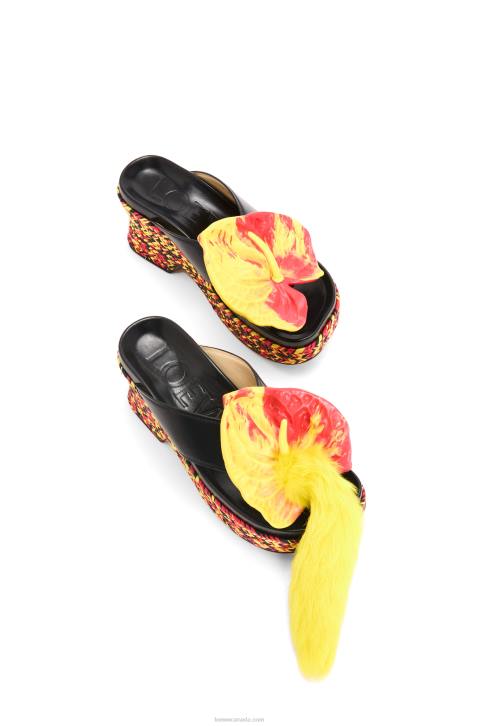 Loewe Petal flatform sandal in lambskin 688V688 Women Black/Multicolor