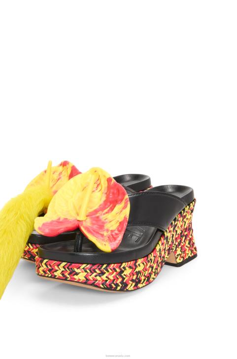 Loewe Petal flatform sandal in lambskin 688V688 Women Black/Multicolor