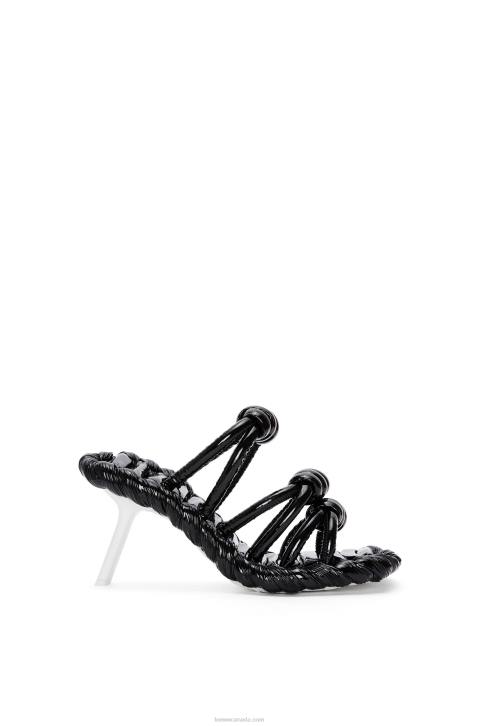 Loewe Petal knot sandal in lambskin 688V704 Women Black/White