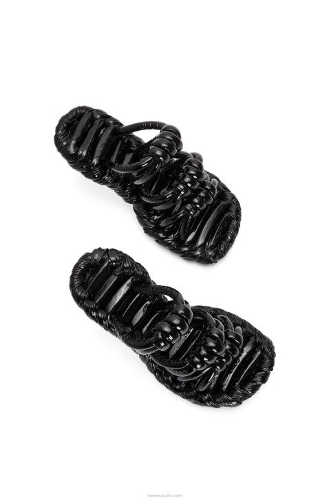 Loewe Petal knot sandal in lambskin 688V704 Women Black/White