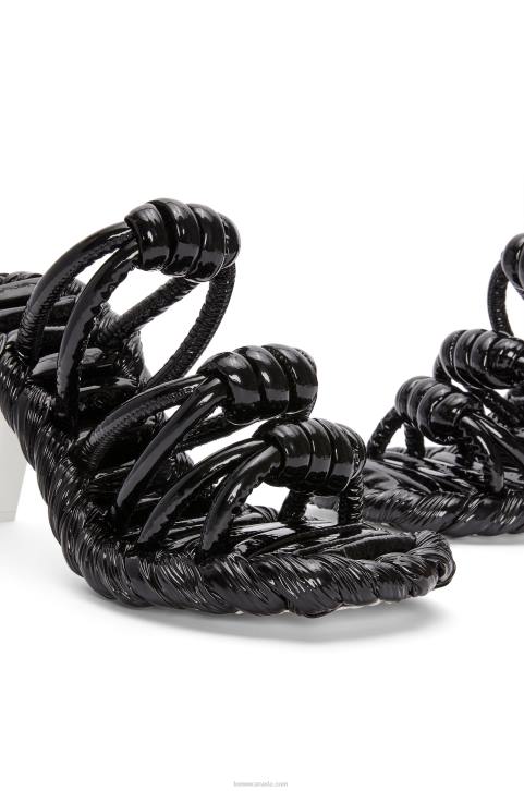 Loewe Petal knot sandal in lambskin 688V704 Women Black/White