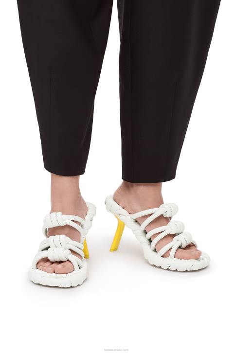 Loewe Petal knot sandal in lambskin 688V705 Women White/Yellow