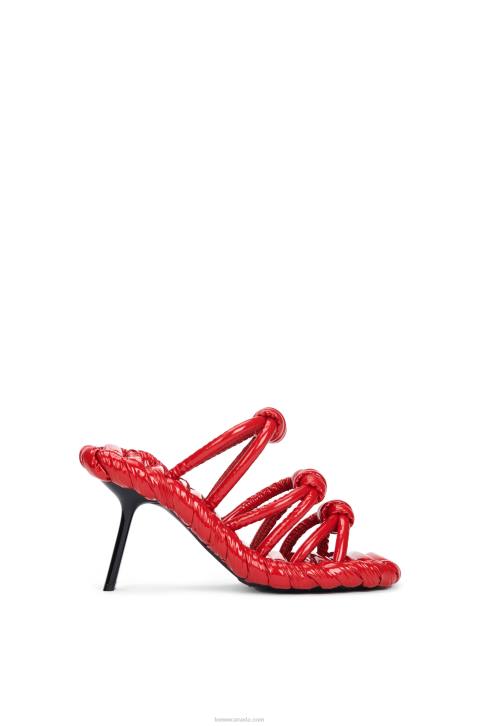 Loewe Petal knot sandal in lambskin 688V706 Women Red/Black