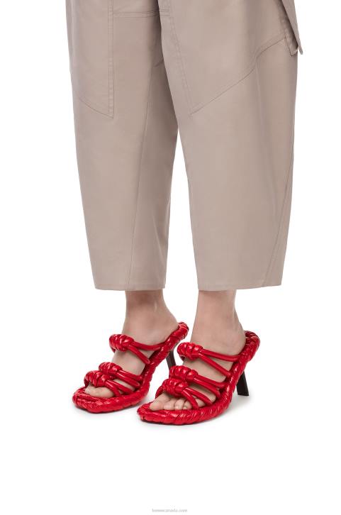 Loewe Petal knot sandal in lambskin 688V706 Women Red/Black