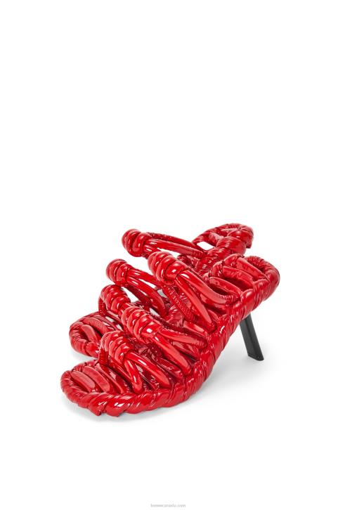 Loewe Petal knot sandal in lambskin 688V706 Women Red/Black